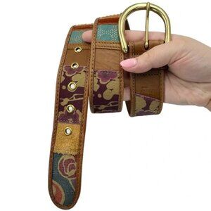 Fossil Belt - M - Vintage Floral Boho Patchwork Leather Belt Style BT3414998